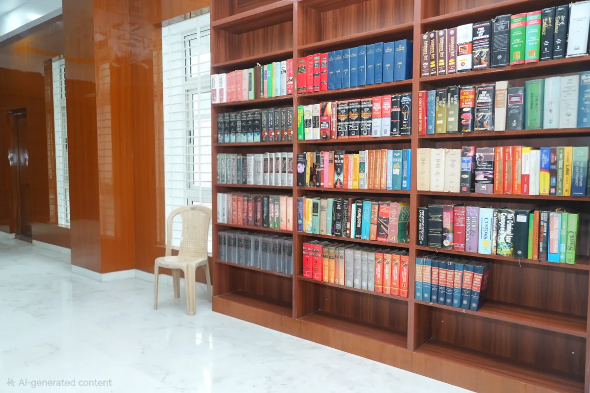Students reading at the law library of Hashmath Pasha Unique College of Law, Bengaluru